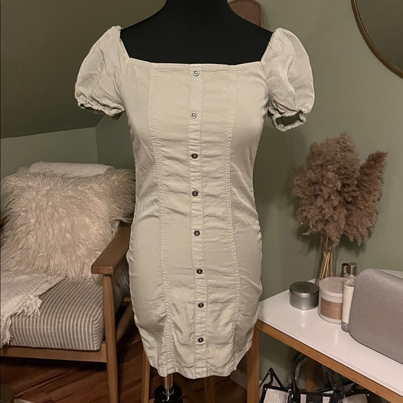 Love Tree Cream Button-Down Dress - Picture 1 of 4